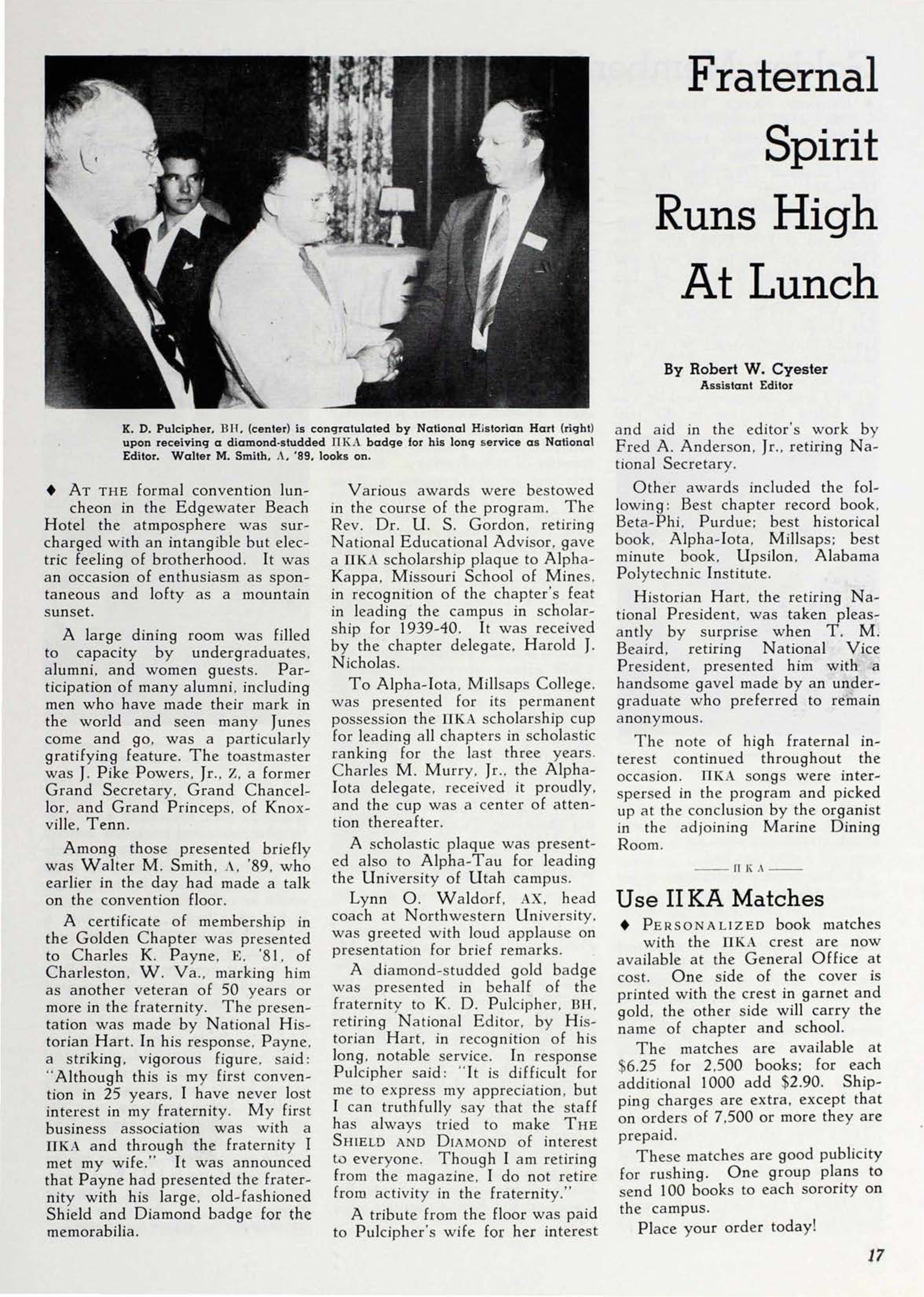 Fraternal Spirit Runs High At Lunch